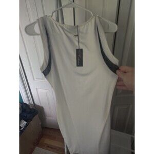 BLVD Collection White/Black Solid Scoop Neck Sleeveless Dress‎ Black Accents